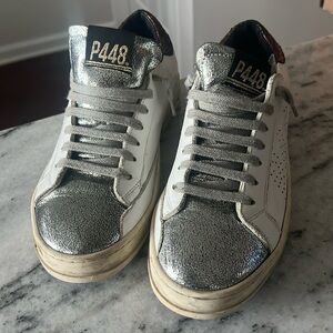 P448 Sneakers - Silver Snakeskin Platform
size 38